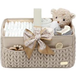 Nappy Organiser Storage Caddy, Portable Nursery Storage Basket For Newborn Essentials, Baby Shower Gifts Basket For Changing Table(Black)