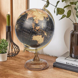 "8"" Desk Vintage Rotating Swivel Globe with Wooden Base Decorative World Atlas Map"