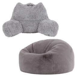 Kingston Faux Fur Classic Bean Bag and Reading Pillow Set
