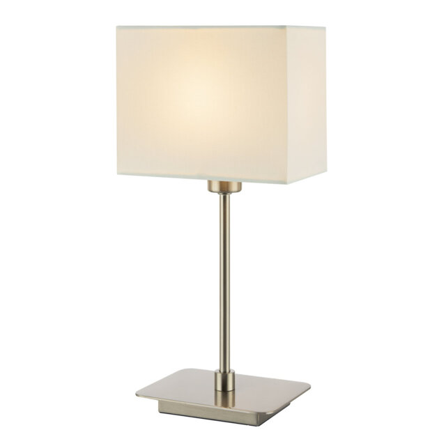 Contemporary Matte Black Bedside Table Lamp with White Cotton Fabric Shade by