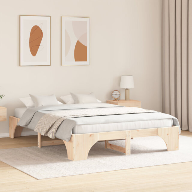 Floor Bed Frame Solid Pine Wood