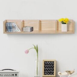4 Grids Wall Mount Storage Shelf CD Media Storage Rack Wooden CD Storage Rack