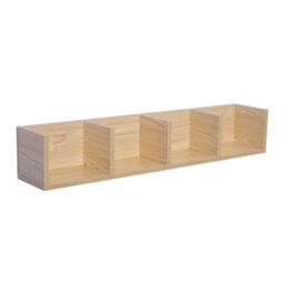 4 Grid Wooden Wall Mount Storage Cabinet Media CD Shelf Storage Rack Organizer