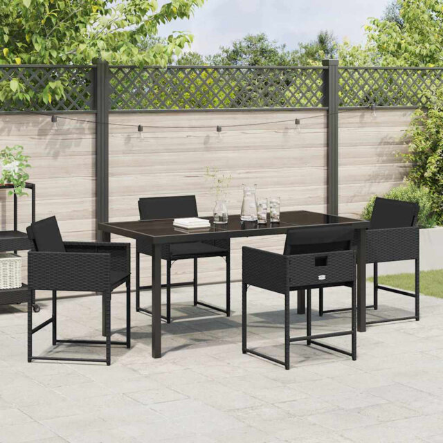 Vidaxl Garden Dining Set 5 Pcs Black Poly Rattan