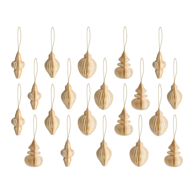Set of 20 Christmas Tree Ornaments ALTAELVA Paper Beige