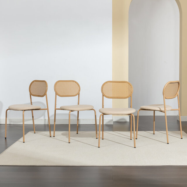 45cm H Linen Upholstered Stacking Side Chair