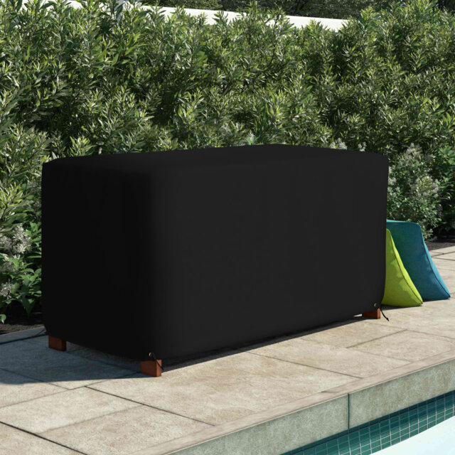 High Density Waterproof Rectangle Ottoman Deck Box Cover, Outdoor Square Storage Box Bench Cover