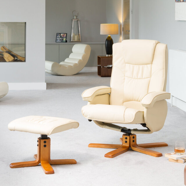 Worthen 73cm Wide Faux Leather Swivel Ergonomic Recliner