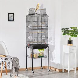 Color 35cm Steel Play Top Floor Bird Cage with Wheels
