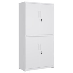 Metal Garage Storage Cabinet, Multipurpose Office File Cabinet With 4 Doors And 5 Shelves, 40 X 80 X 180 Cm, Lockable, With 2 Locks, Adjustable Shelve