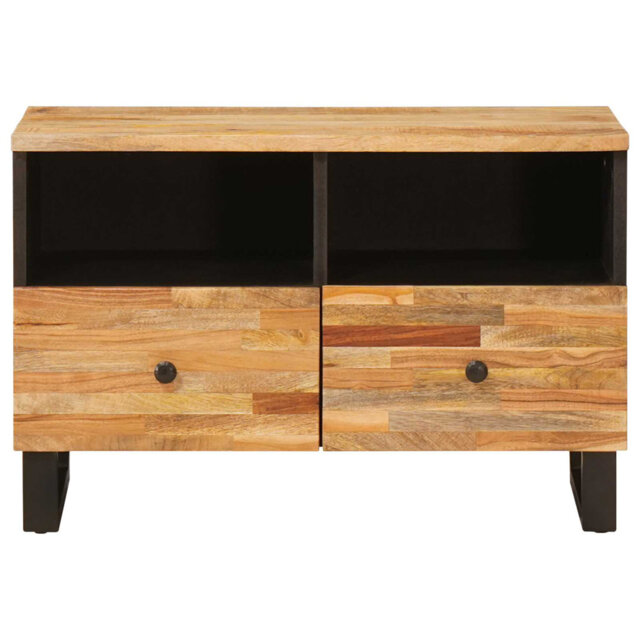 TV Cabinet With Storage Brown Solid Mango Wood Media Living Room Unit