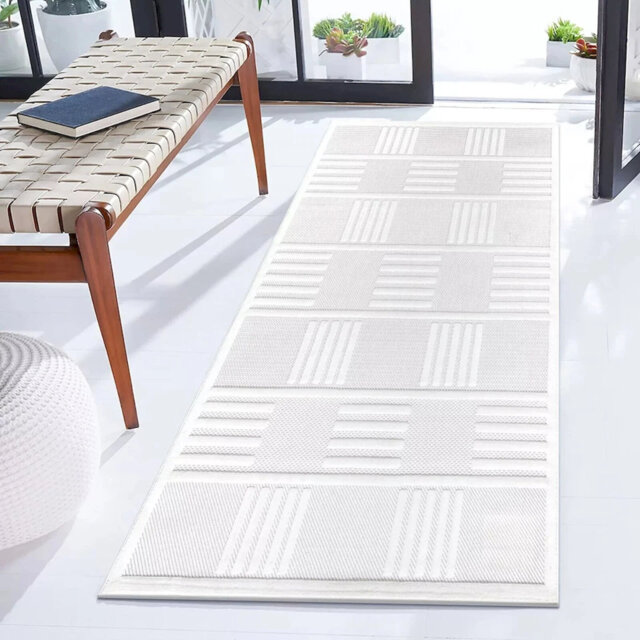 Modern Non-Slip Area Rugs – Cream – Living Room, Hallway Runner, Kitchen & Door Mat – Multiple Sizes