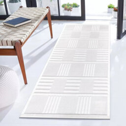Modern Non-Slip Area Rugs – Cream – Living Room, Hallway Runner, Kitchen & Door Mat – Multiple Sizes