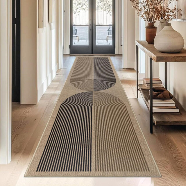 Jute Look Area Rugs For Entryway, 80 X 300Cm, Black Brown