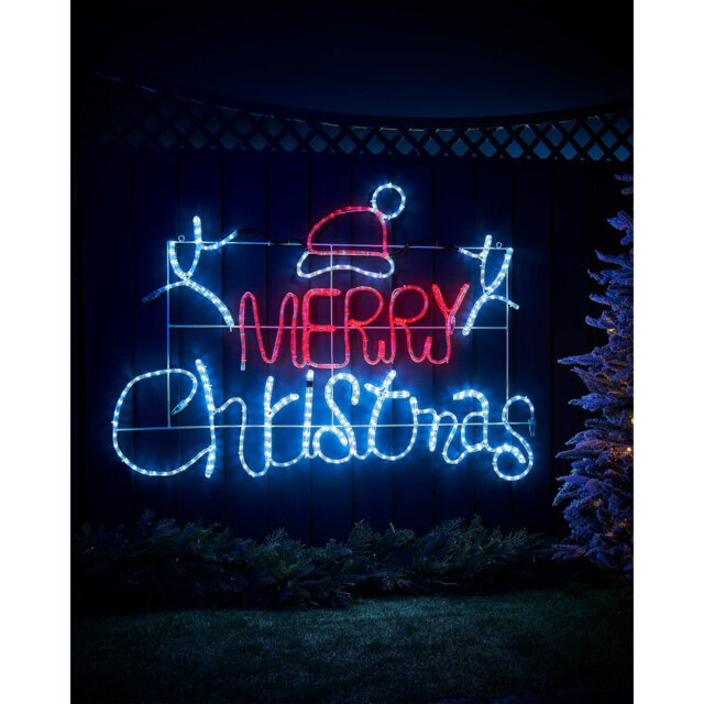 Merry Christmas Rope Light Silhouette