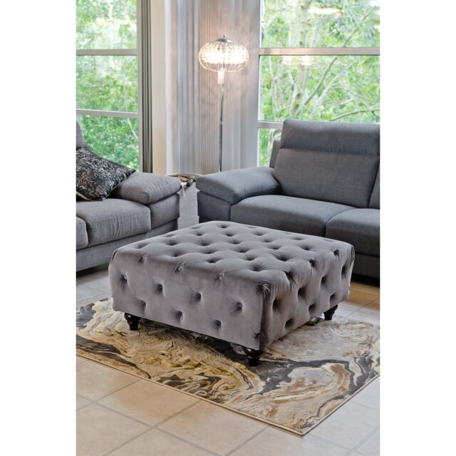 Isiah 90cm Wide Velvet Tufted Square Cocktail Ottoman