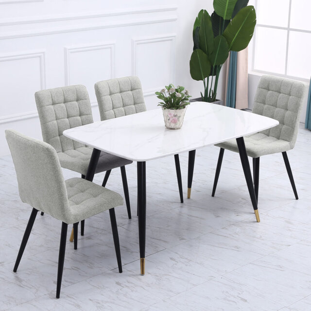 Evart 43cm H Linen Upholstered Side Chair in Gray