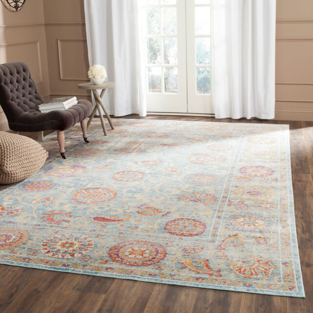 Strawberry Hill Hand Hooked Light Blue/Gold Rug