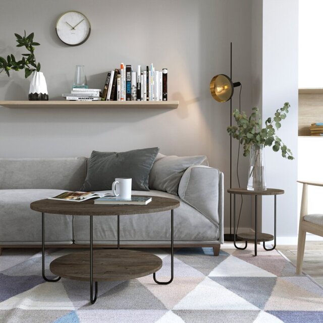 Corro Round Coffee Table with Storage Shelf