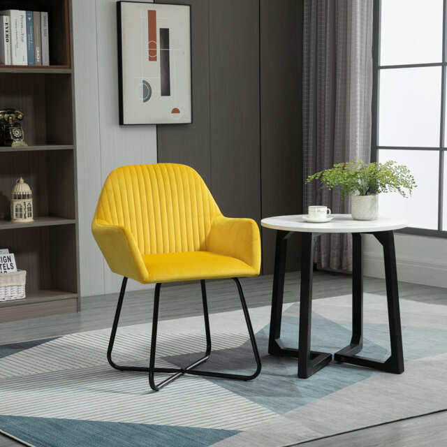 HOMCOM Modern Accent Chair Velvet-Touch Fabric Armchair Green