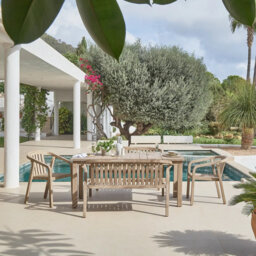 6 Seater Wooden Garden Dining Set with 2 Chairs & 2 Benches