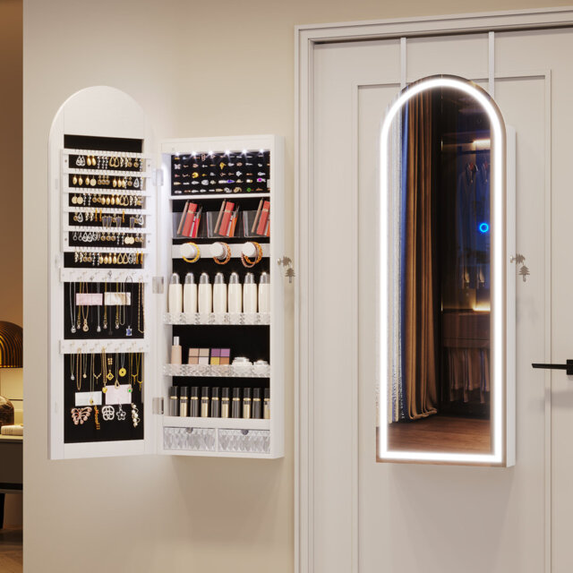 Wall Mounted Jewellery Armoire with Mirror