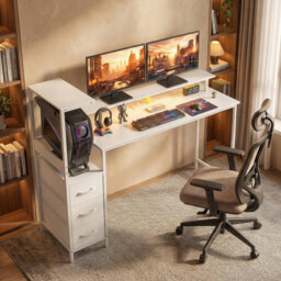 HOMCOM 147 cm Gaming Desk with Adjustable Reversible CPU Stand RGB