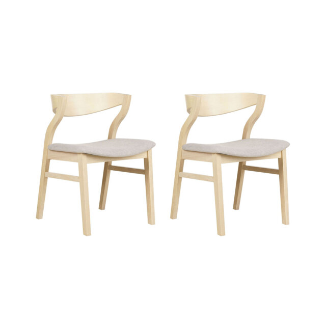 Set of 2 Dining Chairs Light Wood and Beige Amira