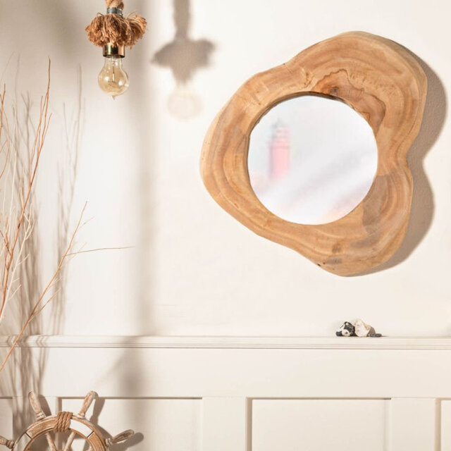 Soileau Solid Wood Circle Wall Mirror