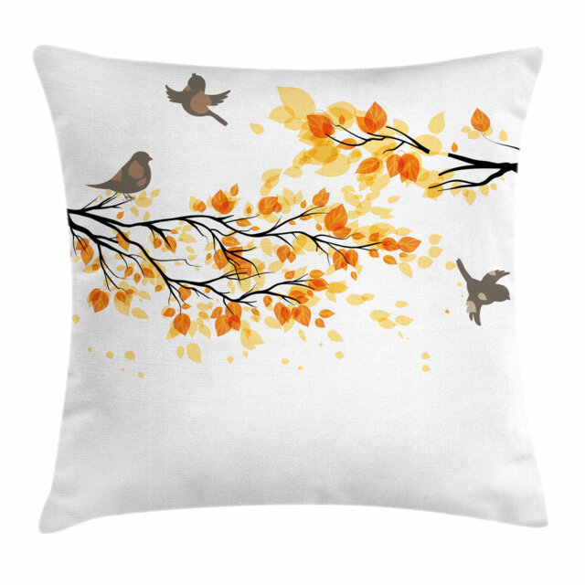 Arakel Fall Flying Birds and Leaves Outdoor Cushion Cover