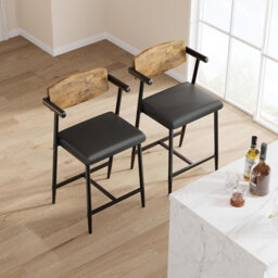 Upholstered Counter Stool with Metal Frame