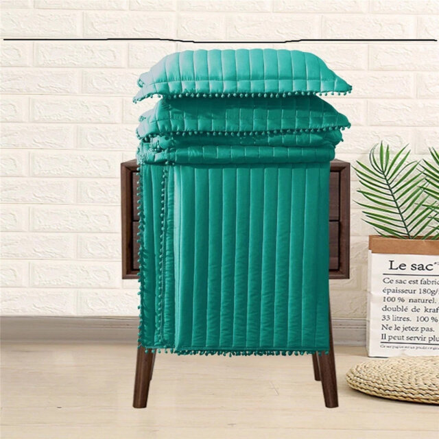 Microfiber Solid Colour Bedspread with Pillow Shams Included