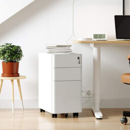 Mobile File Cabinet, with Wheels and Lock, for A4, Legal, Letter Sized Documents, White