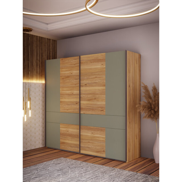 Sliding Door Wardrobe, 220,1 cm W x 210,5 cm H x 92,1 cm D
