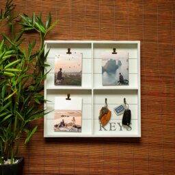 Wood Wall Organizer with Key Hooks