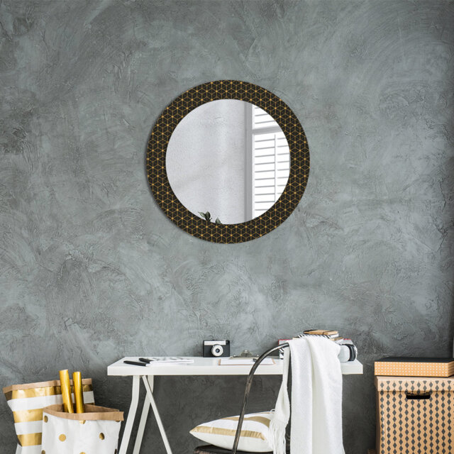 Huldar Round Glass Framed Wall Mounted Accent Mirror in Black