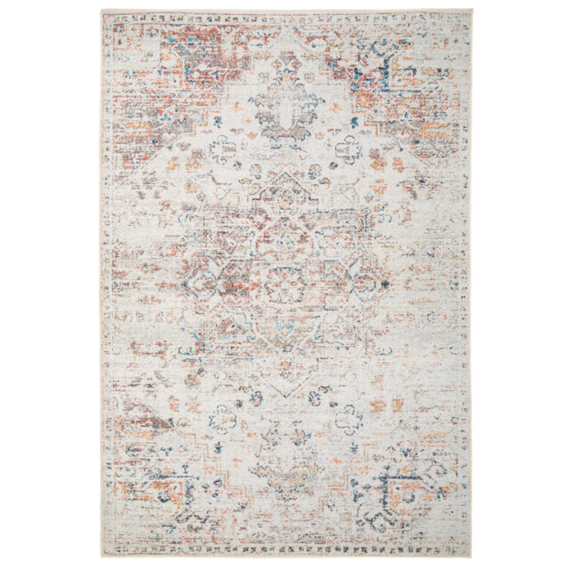 Machine Washable Beige Traditional Persian Style Distressed Living Room Area Rug