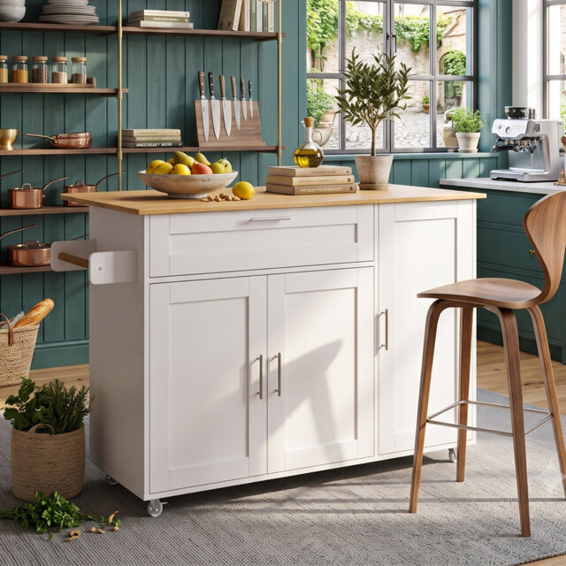 132.5 cm W Kitchen Island with Wheels