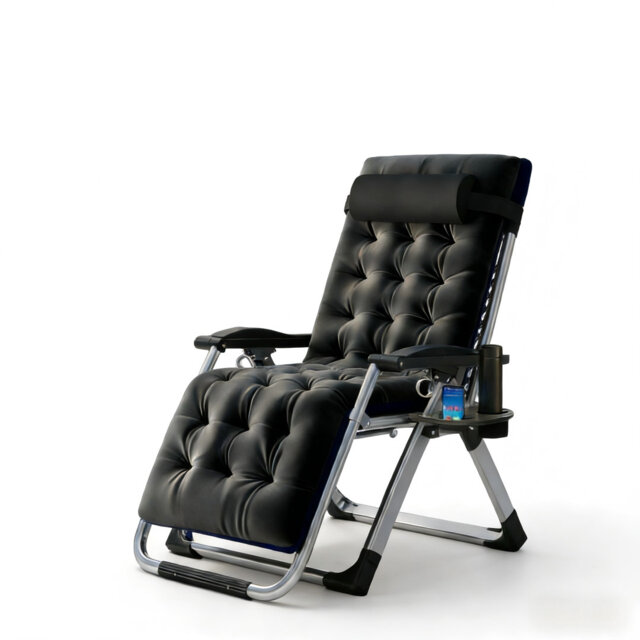 Folding Zero Gravity Reclining Chair with Padded Cushion & Headrest, Portable Steel Frame Lounge Chair for Garden, Balcony, Patio & Camping, 199.6kg C