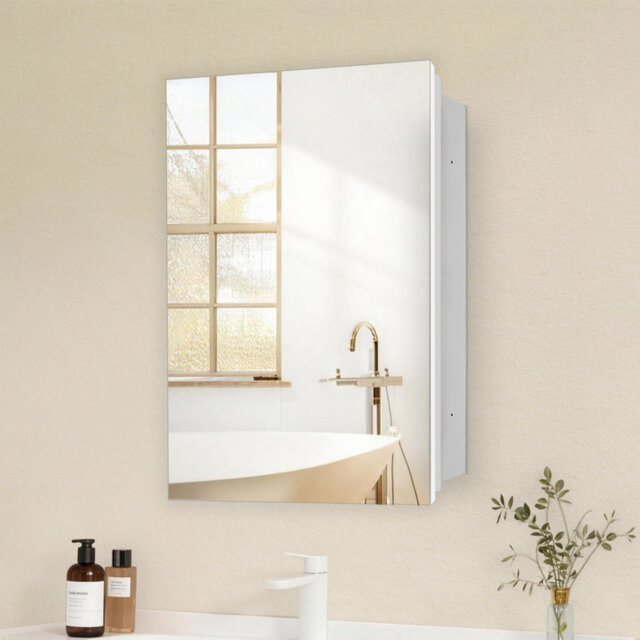 Frameless Bathroom Medicine Cabinet, Mirror Cabinet With 3 Movable Shelves ,Recessed Or Surface Mount Installation – Premium Mirrored Slim Cabinet,No