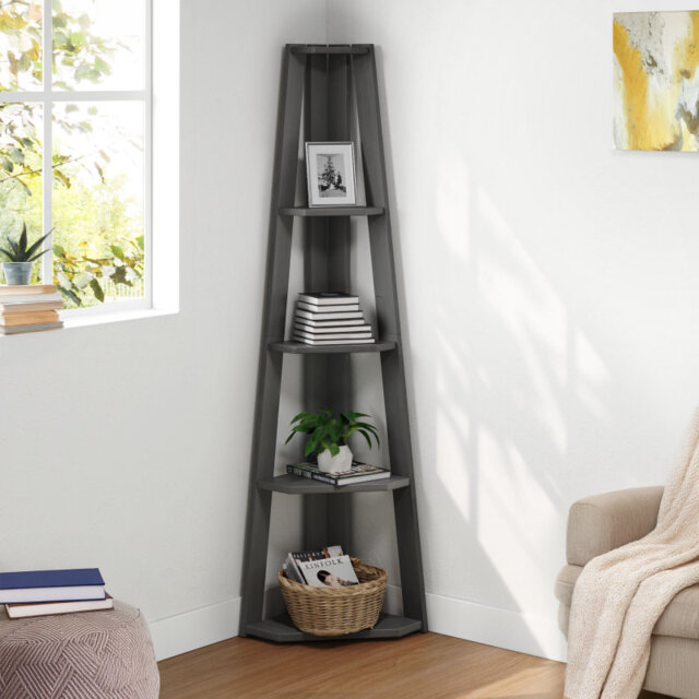 161cm H x 61cm W Solid Wood Corner Bookcase