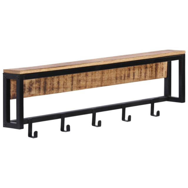 Coat Rack 87X10x27 Cm Solid Rough Wood Mango