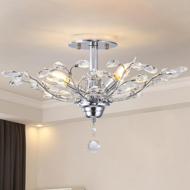 Vintage K9 Clear Crystal Chandeliers Ceiling Lighting Pendant Lighting Flush Mounted Fixture For Living Room Dinning Room Restaurant Porch Hallway 4