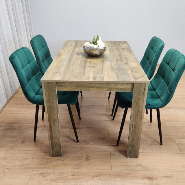 Dining Set of 4 Dining Table and 4 Velvet Chairs Dining Room Furniture