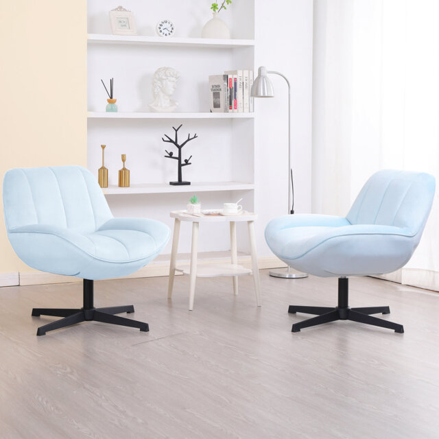 Criss Cross Chair, Armless Cross Legged Office Desk Chair No Wheels, Fabric Padded Modern Swivel Height Adjustable Mid Back Wide Seat Computer Task Va