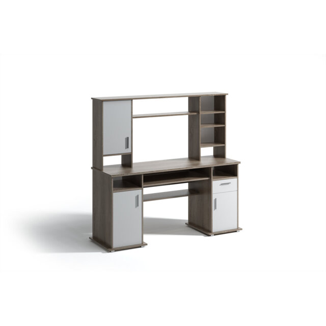 Lattonia 160cm W Rectangular Credenza Desk with Hutch and Cabinet