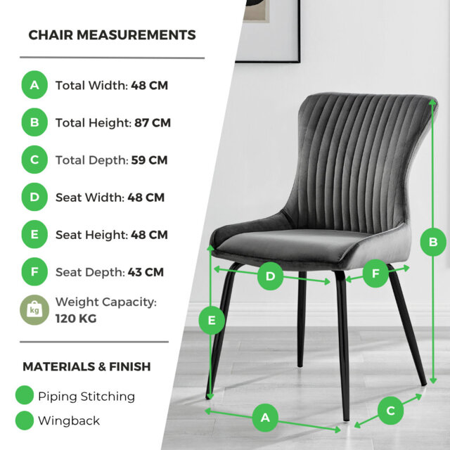 Illman Luxury Velvet Upholstered Dining Chair - Elegant Modern Deco Style