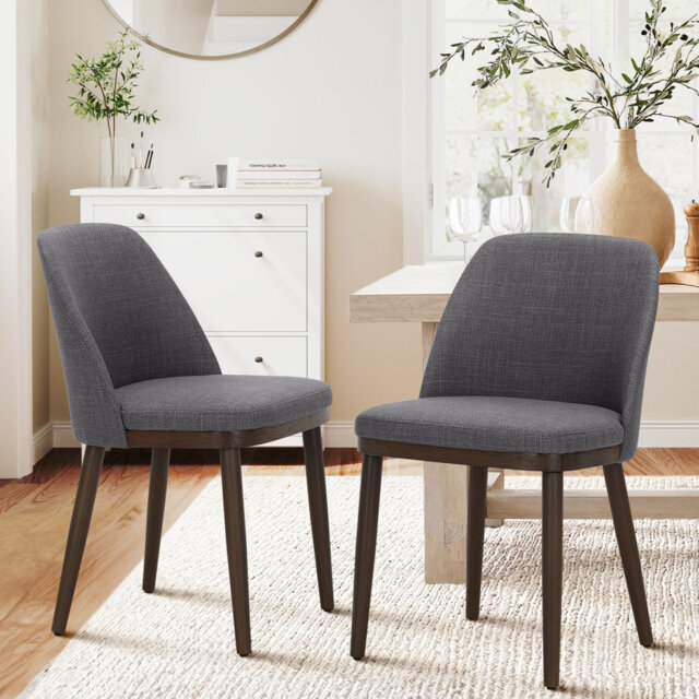 Breathable Fabric Dining Chair - Ergonomic Solid Wood Design, Multi-Scene Use