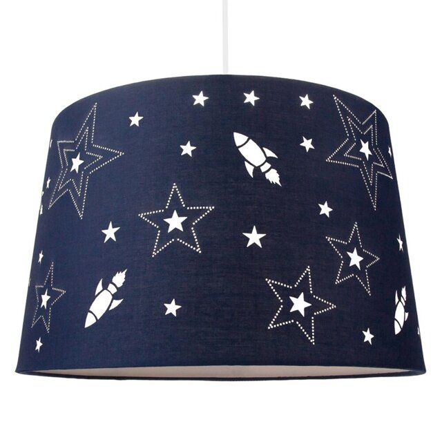 Fun Rockets and Stars Childrens/Kids Cotton Bedroom Shade or Lamp