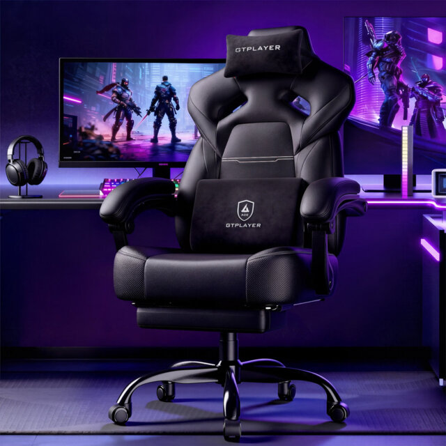 GTPLAYER Big And Tall Gaming Chair For Adults, Ergonomic Office Chair With Footrest, Heavy Duty 350 Lbs Capacity, High Back